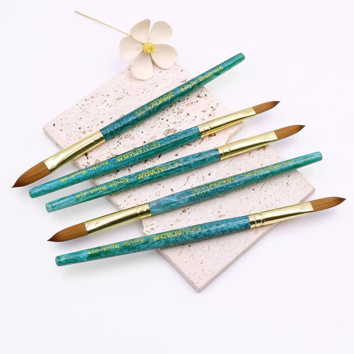 New Adara Emerald Nylon Acrylic Brush – professional acrylic nail brush