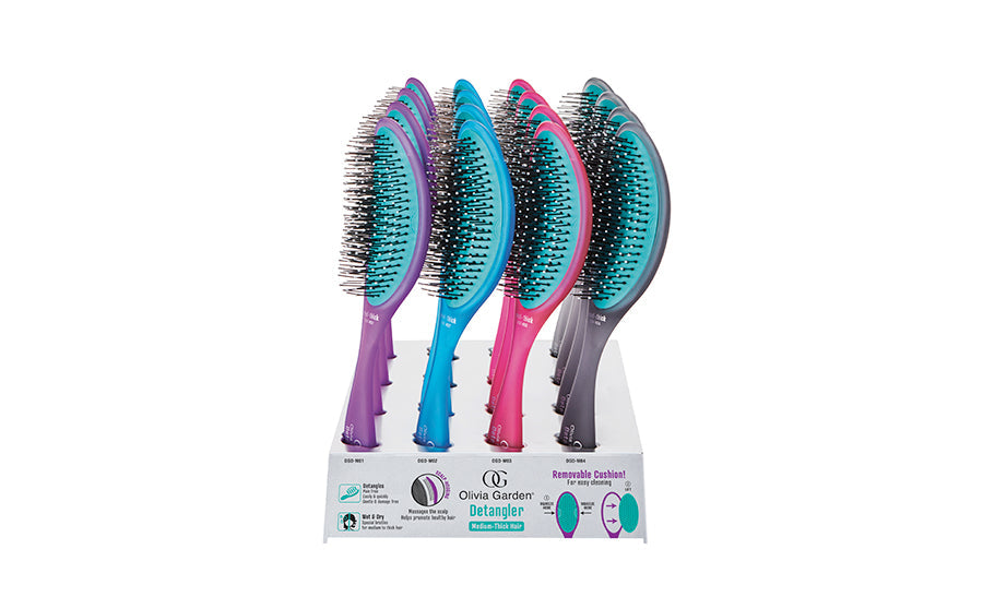 Olivia Garden OG Brush Detangler Medium-Thick 16-pc display