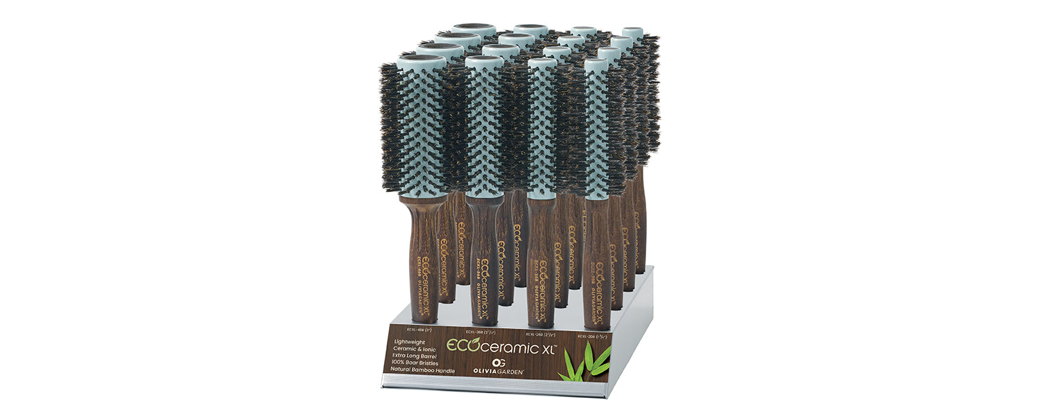 Olivia Garden EcoCeramic XL 100% Boar 16-pc display