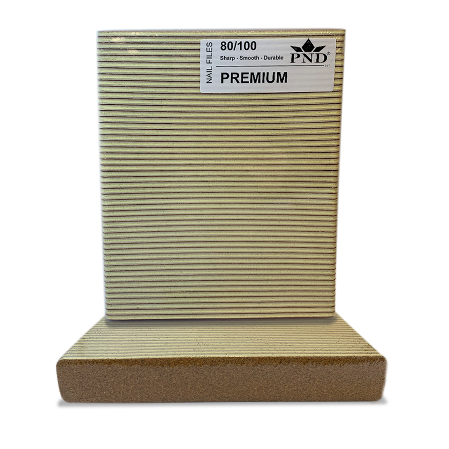 PND Premium Jumbo Square Nail Files, gold 80/100 grit, pack of 50