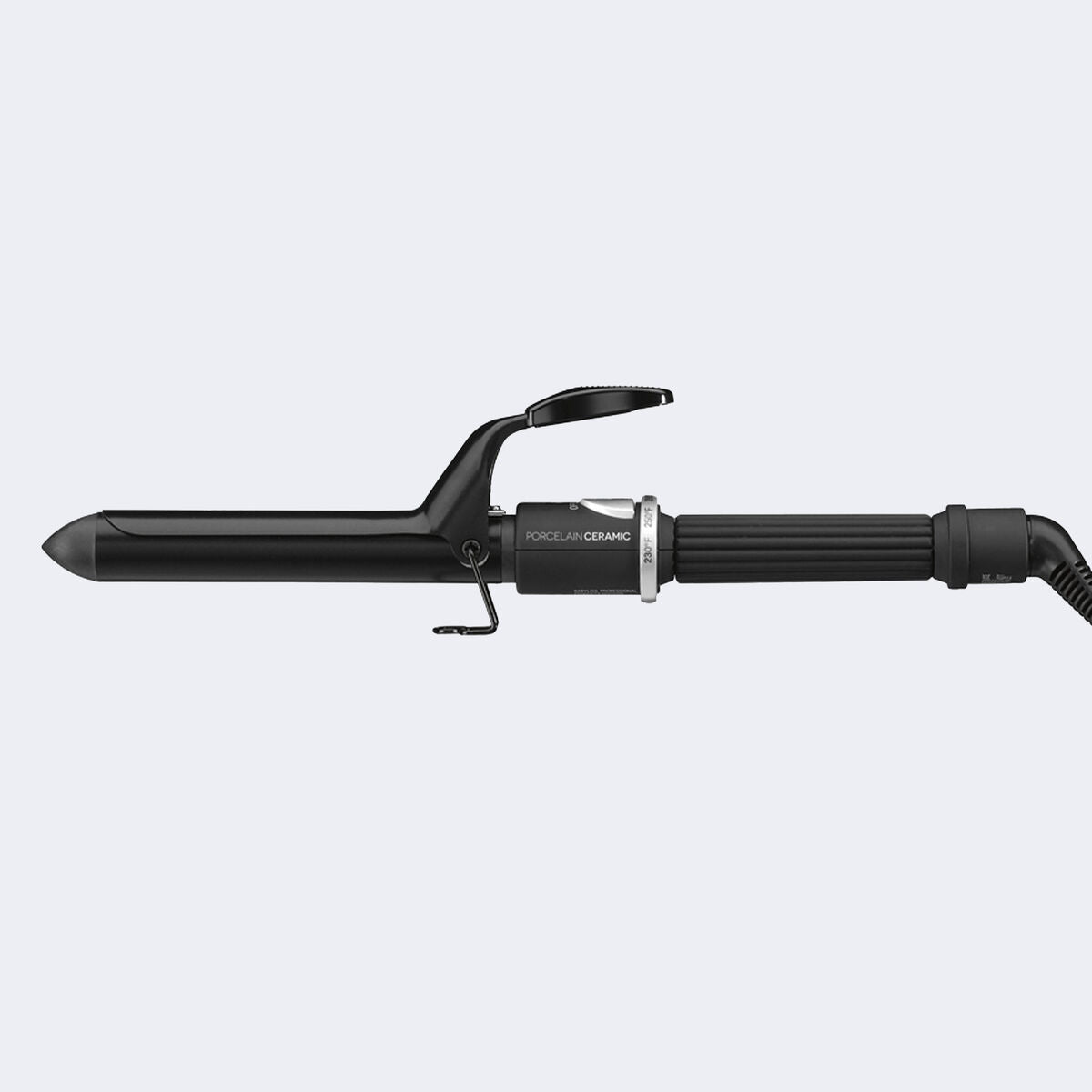BaBylissPRO Porcelain Ceramic 1 inch Spring Curling Iron BP100SUC black barrel with spring clamp
