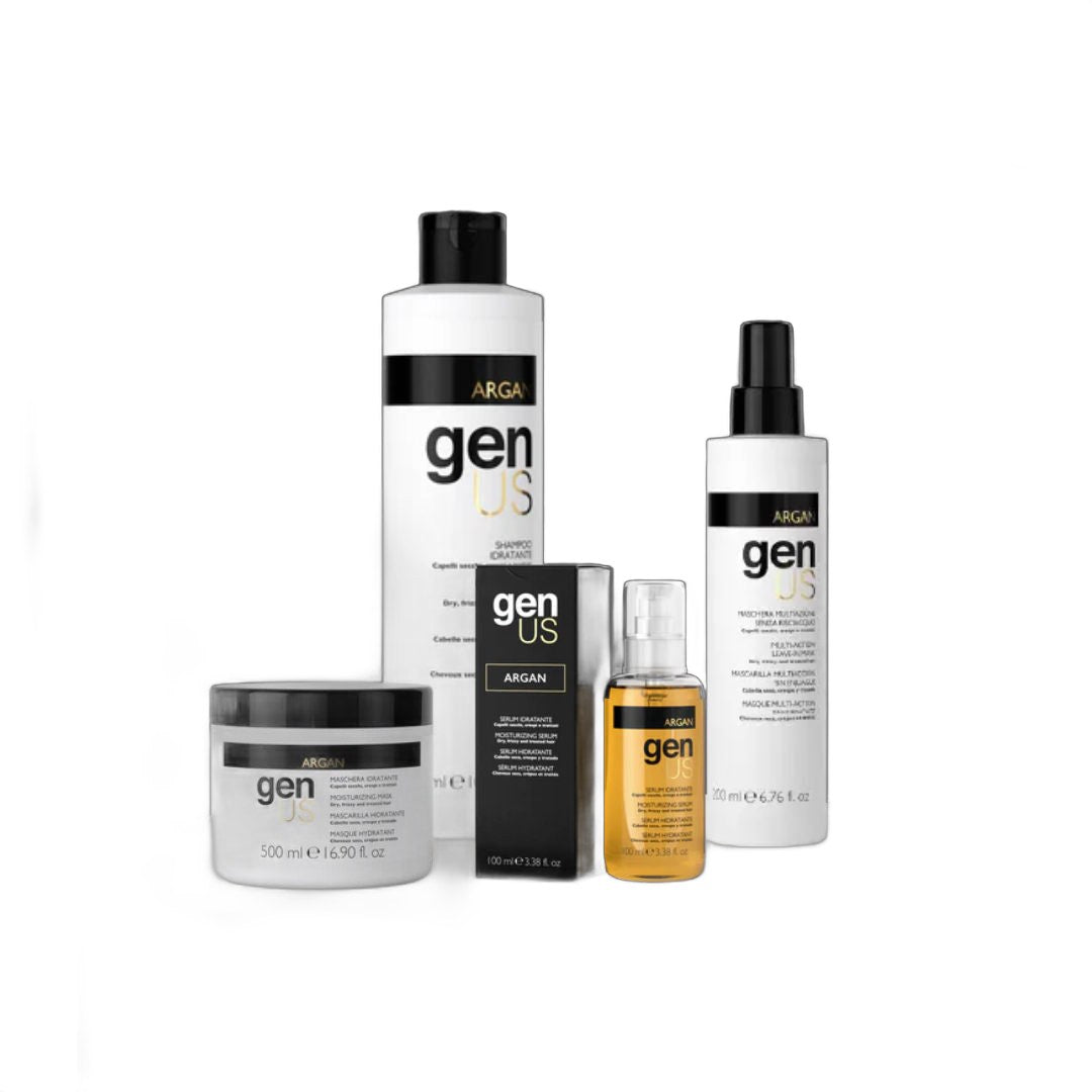 Genus Argan Nourishing Small Hair Care Kit Argan Oil on white background