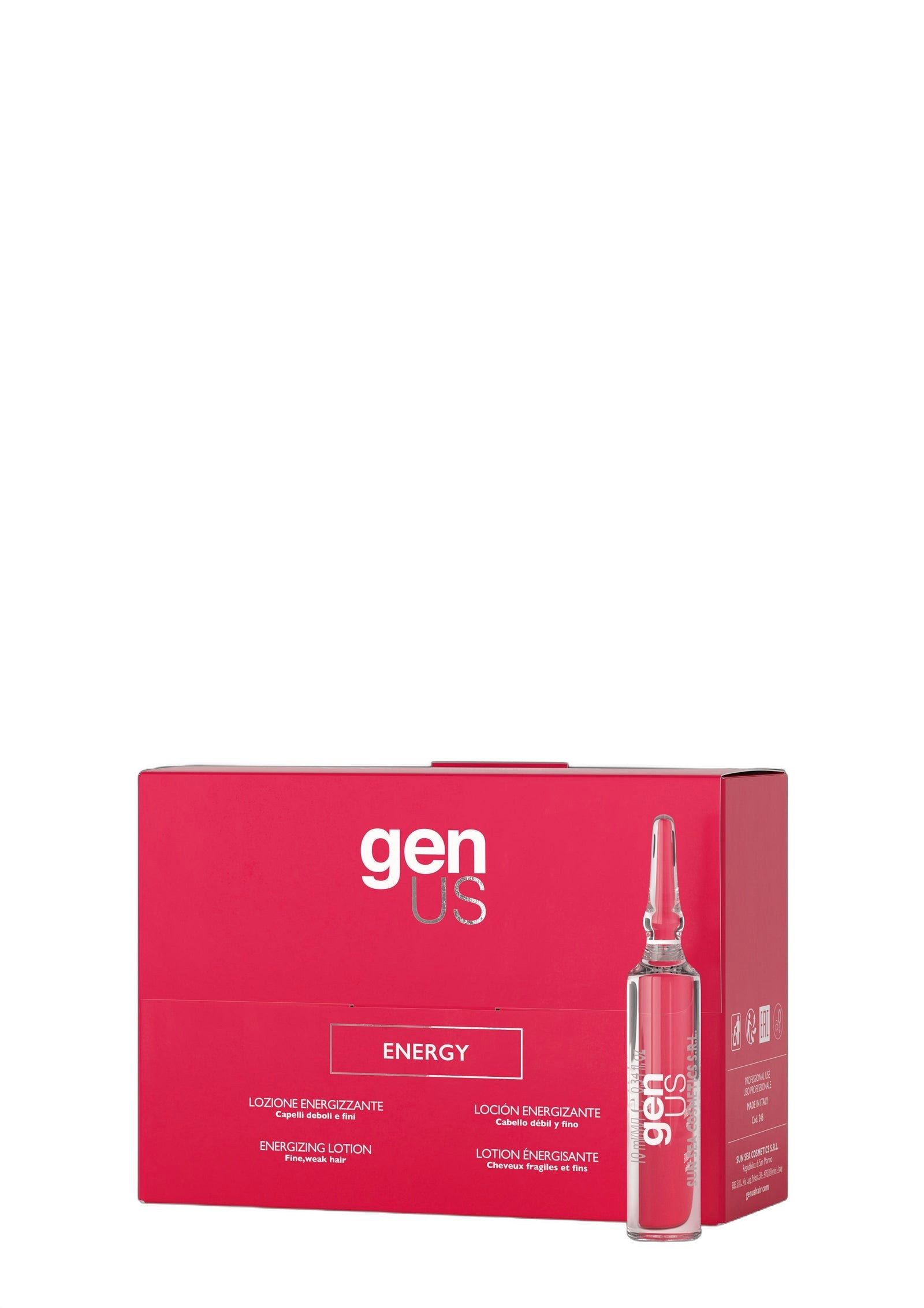 Genus Energy Lotion Vials Strengthening Hair Treatment 12 Pack on white background