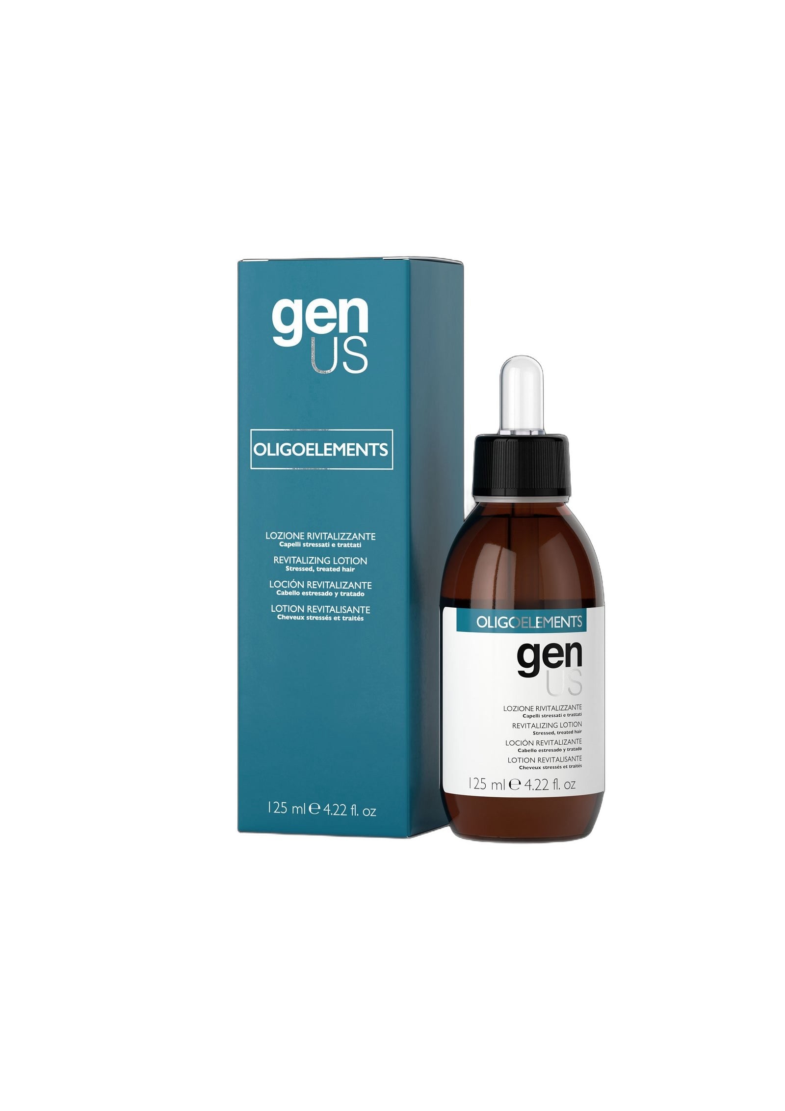 Genus Oligoelements Revitalizing Scalp and Hair Lotion 125ml on white background