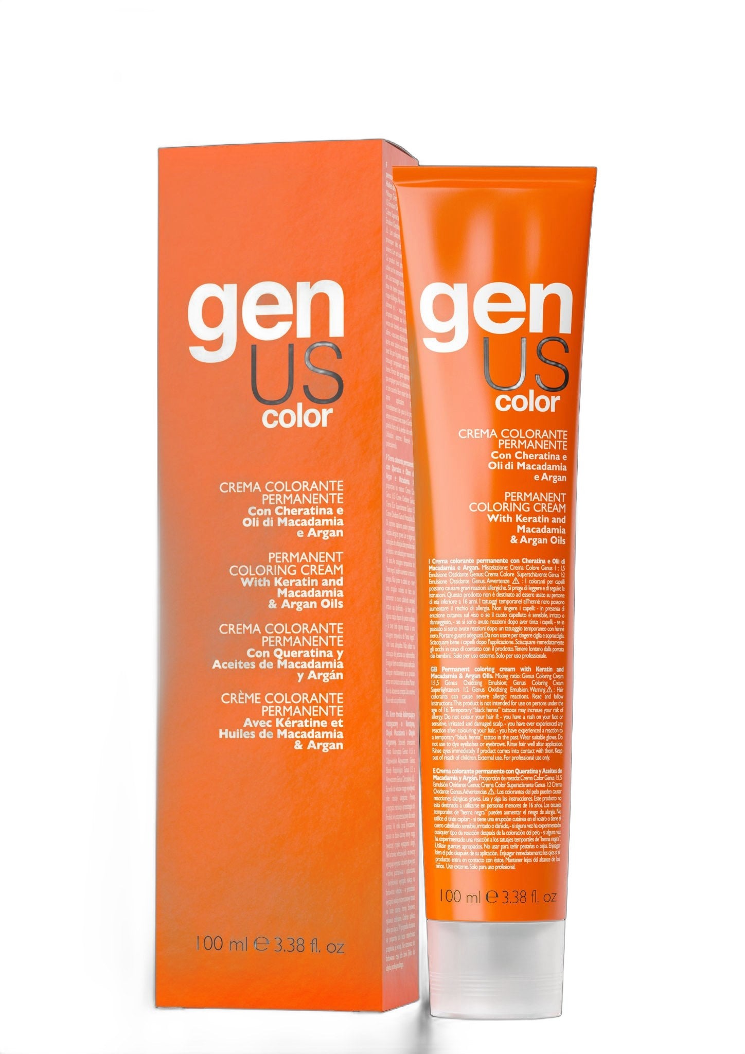 Genus Permanent Hair Color Cream with Natural Oils 100ml on white background