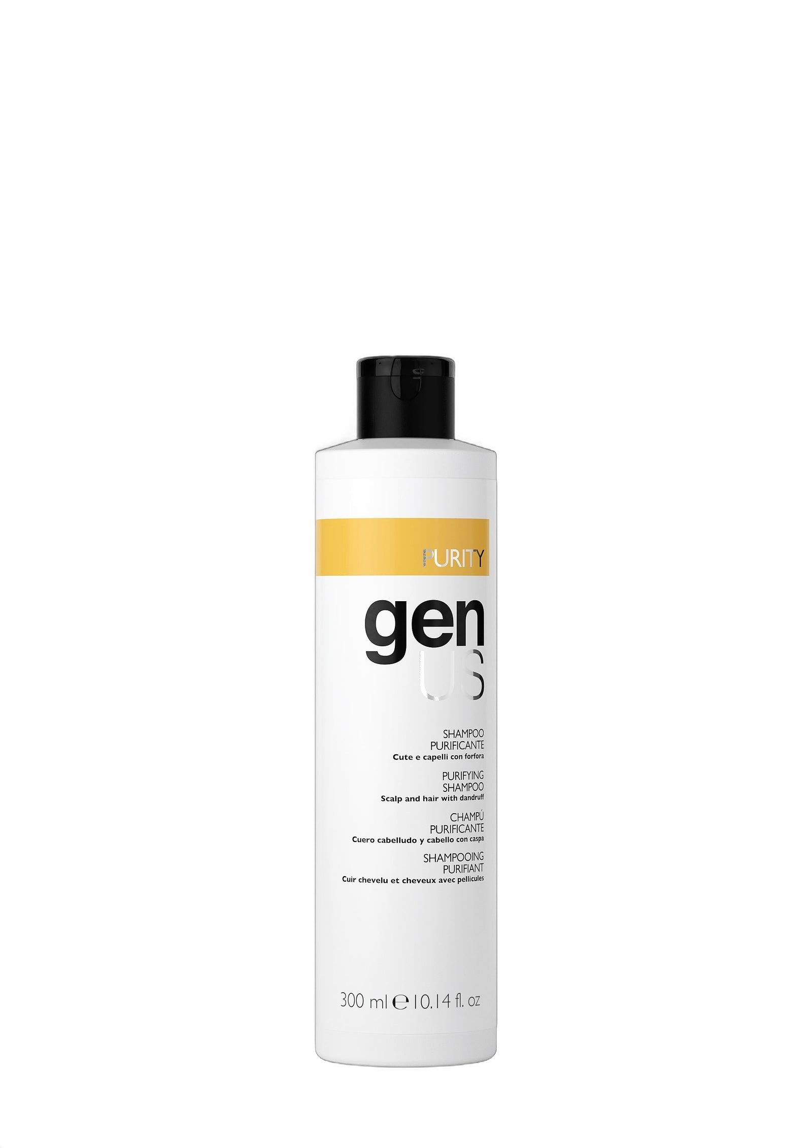 Genus Purity Purifying Shampoo For Dandruff And Oily Scalp on white background