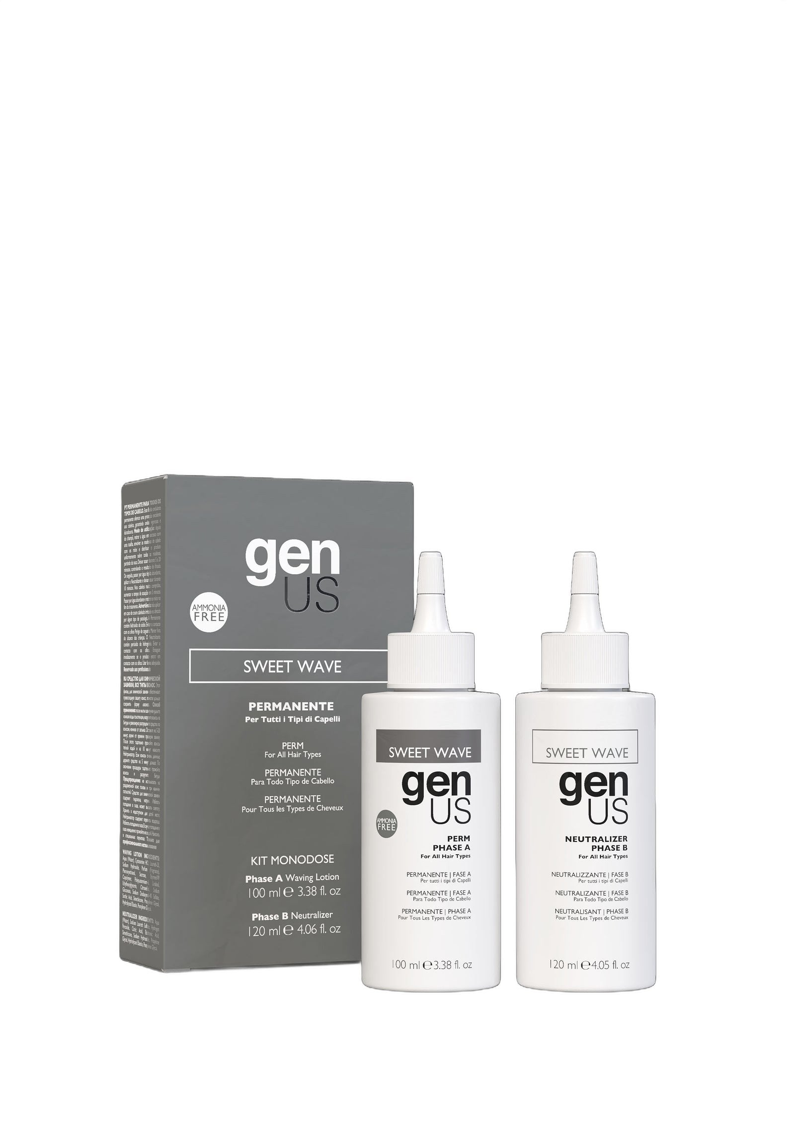 Genus Sweet Wave Hair Perm Kit 2-Phase Set on white background