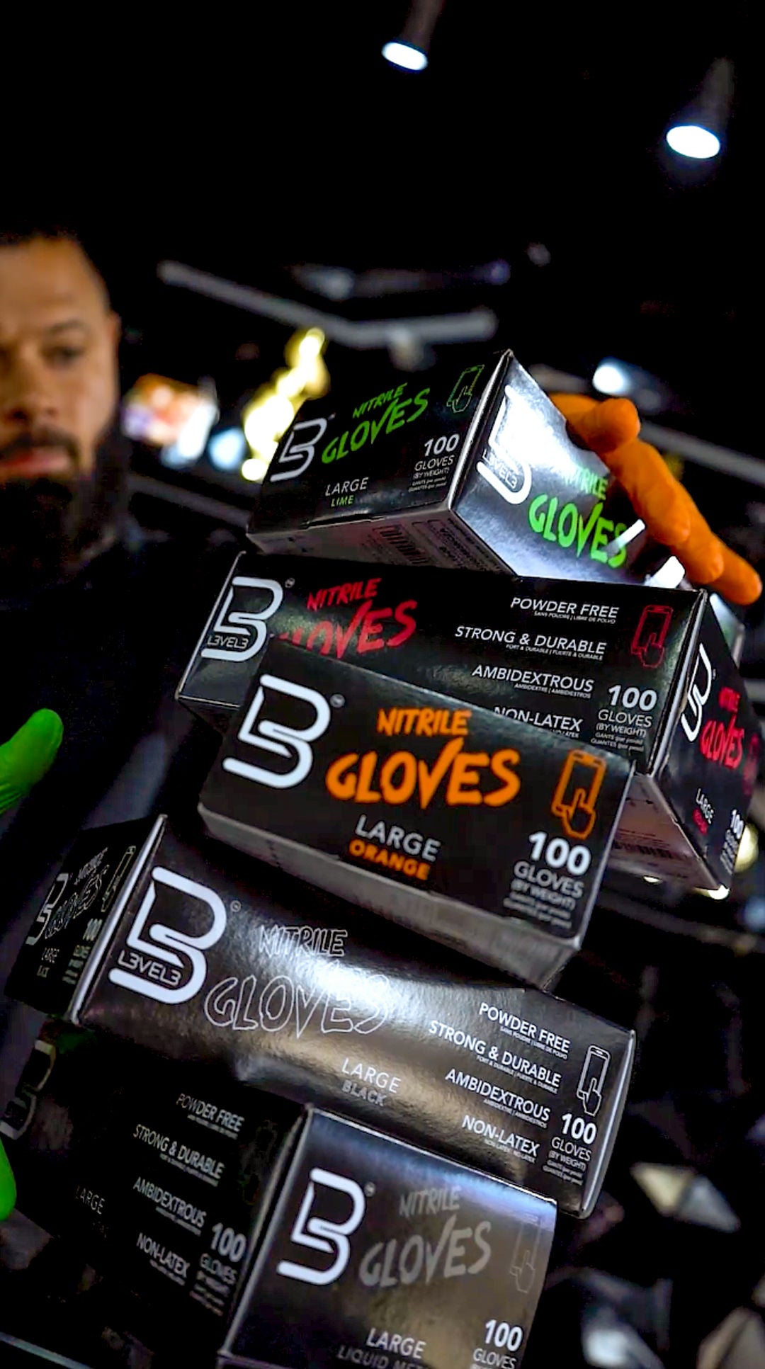 L3VEL3 Professional Nitrile Gloves Latex-Free Powder-Free 100 Pack