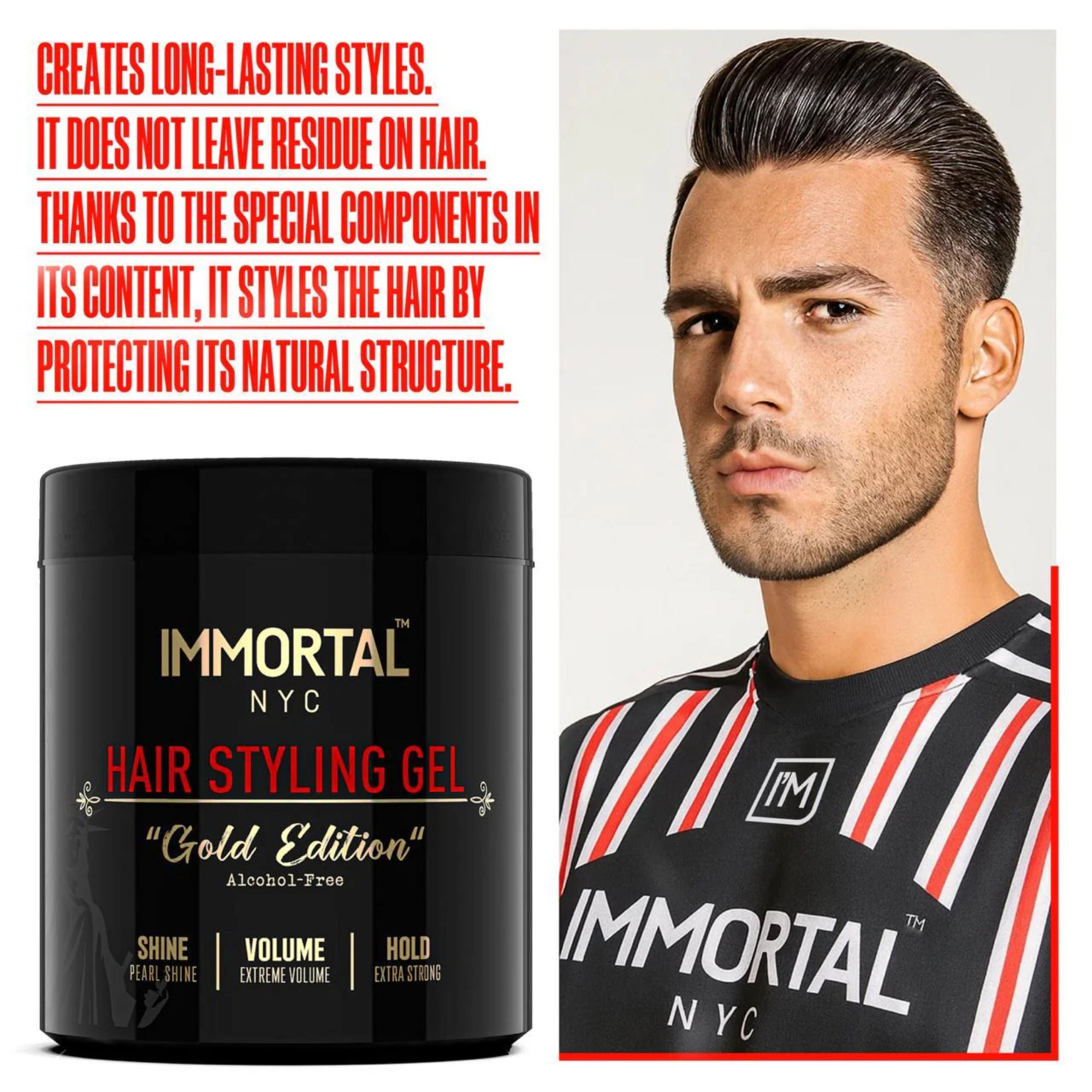 Immortal Hair Styling Gel Gold Edition Strong Hold 1 lb