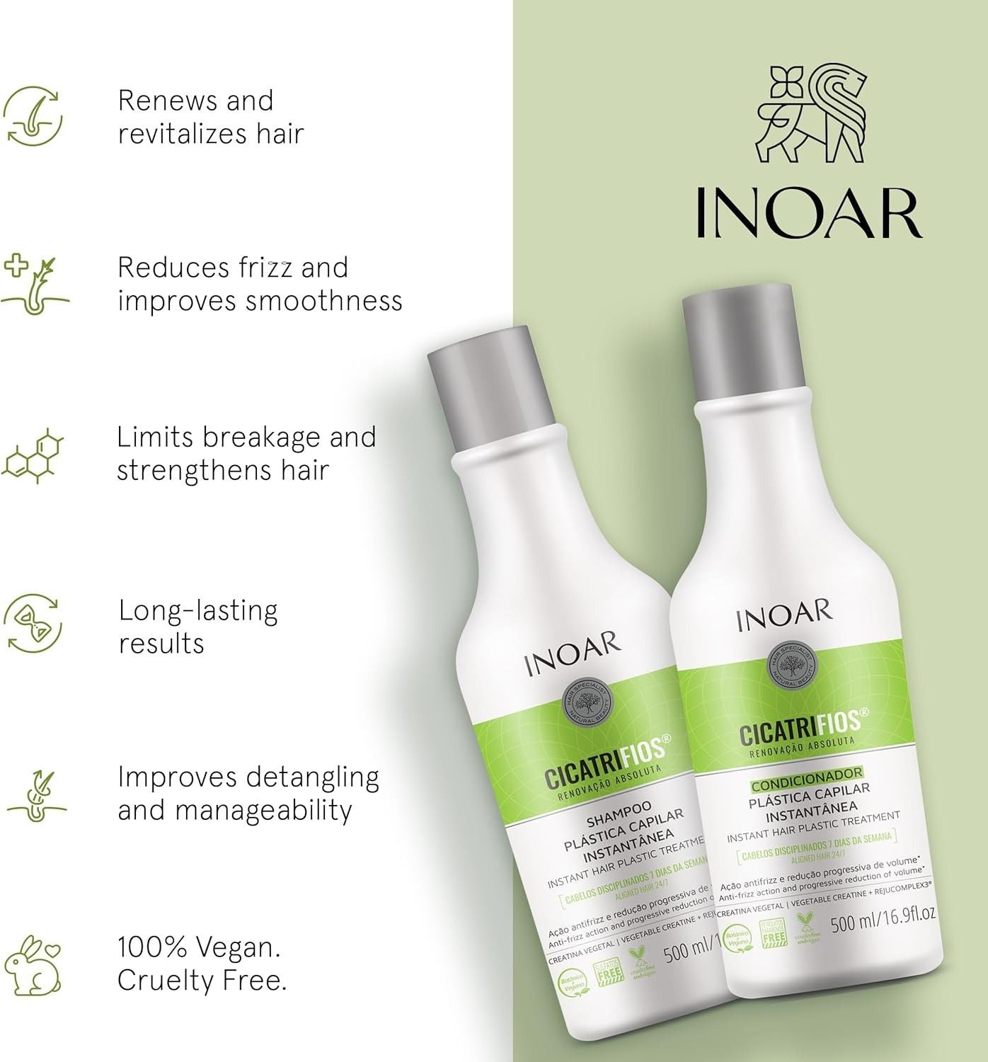 Inoar Cicatrifios Shampoo and Conditioner Kit 16.9 fl oz