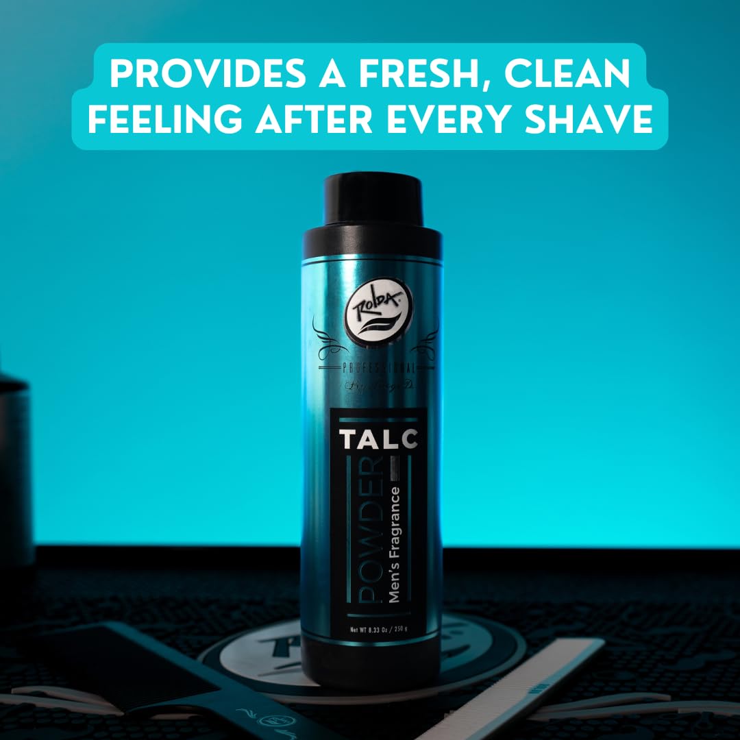 Rolda Barber Talc Powder & Post-Shave Cooling Dust for Men 8.33 oz