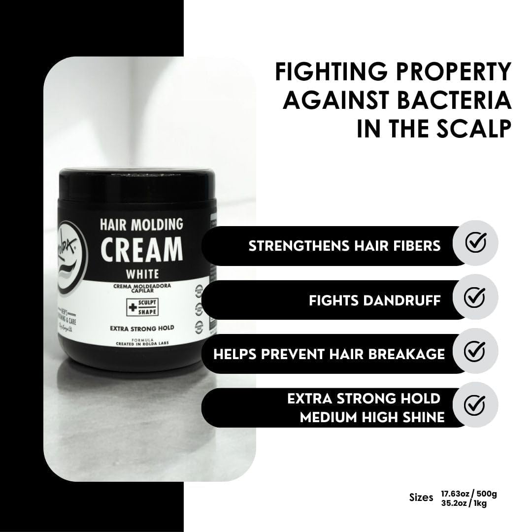Rolda White Molding Hair Cream for Men Curl-Defining Medium-Strong Hold 35.2 oz