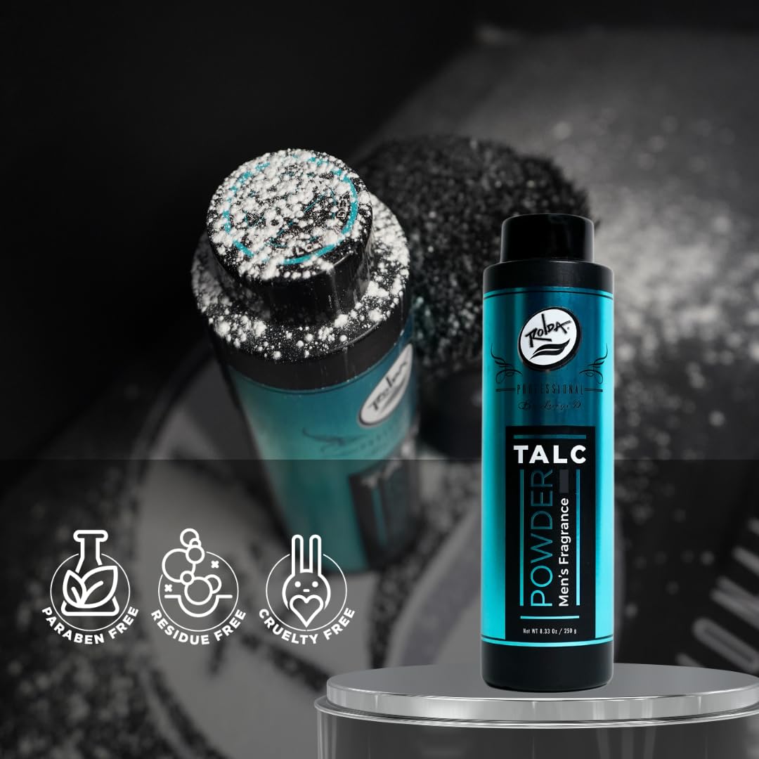 Rolda Barber Talc Powder & Post-Shave Cooling Dust for Men 8.33 oz