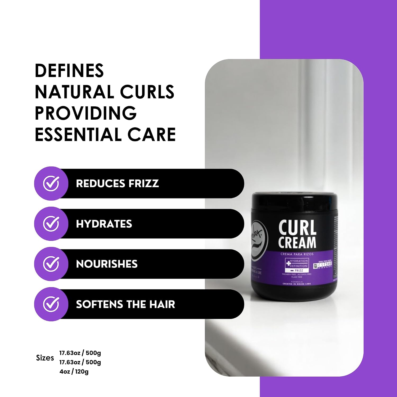 Rolda Curl Cream for Men Anti Frizz Curl Defining with Oil Blend 17.63 oz