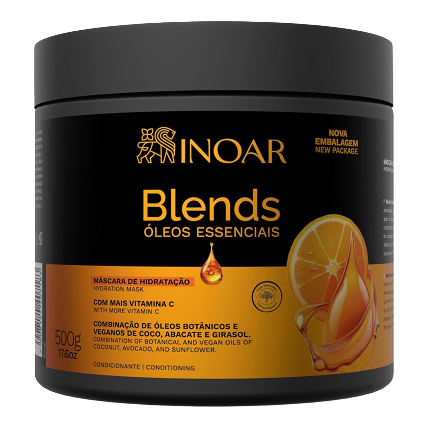Inoar Blends Mask Moisturizing Hair Treatment With Vitamin C And Argan Oil 17.64 fl oz