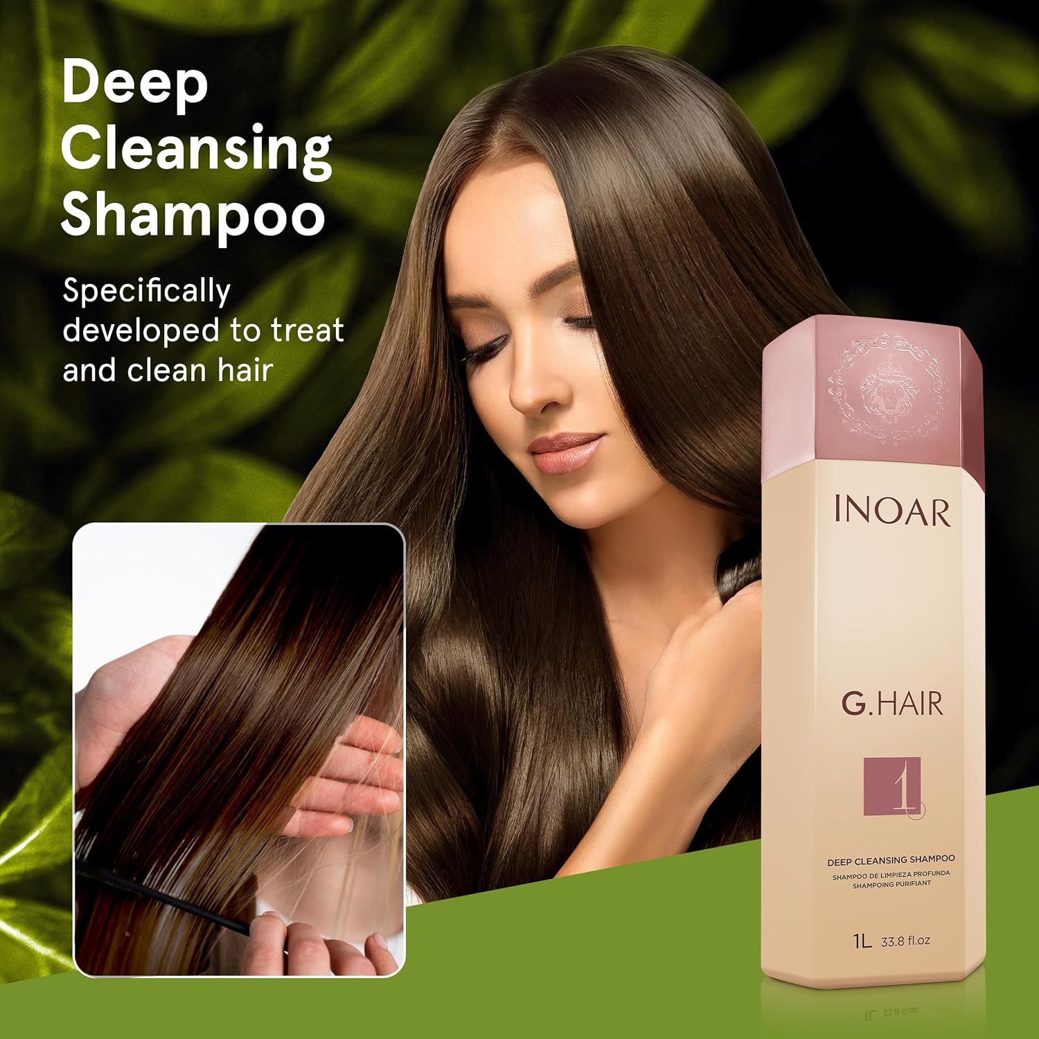 INOAR GHair Premium Shampoo Step 1 Deep Cleansing Keratin 33 fl oz