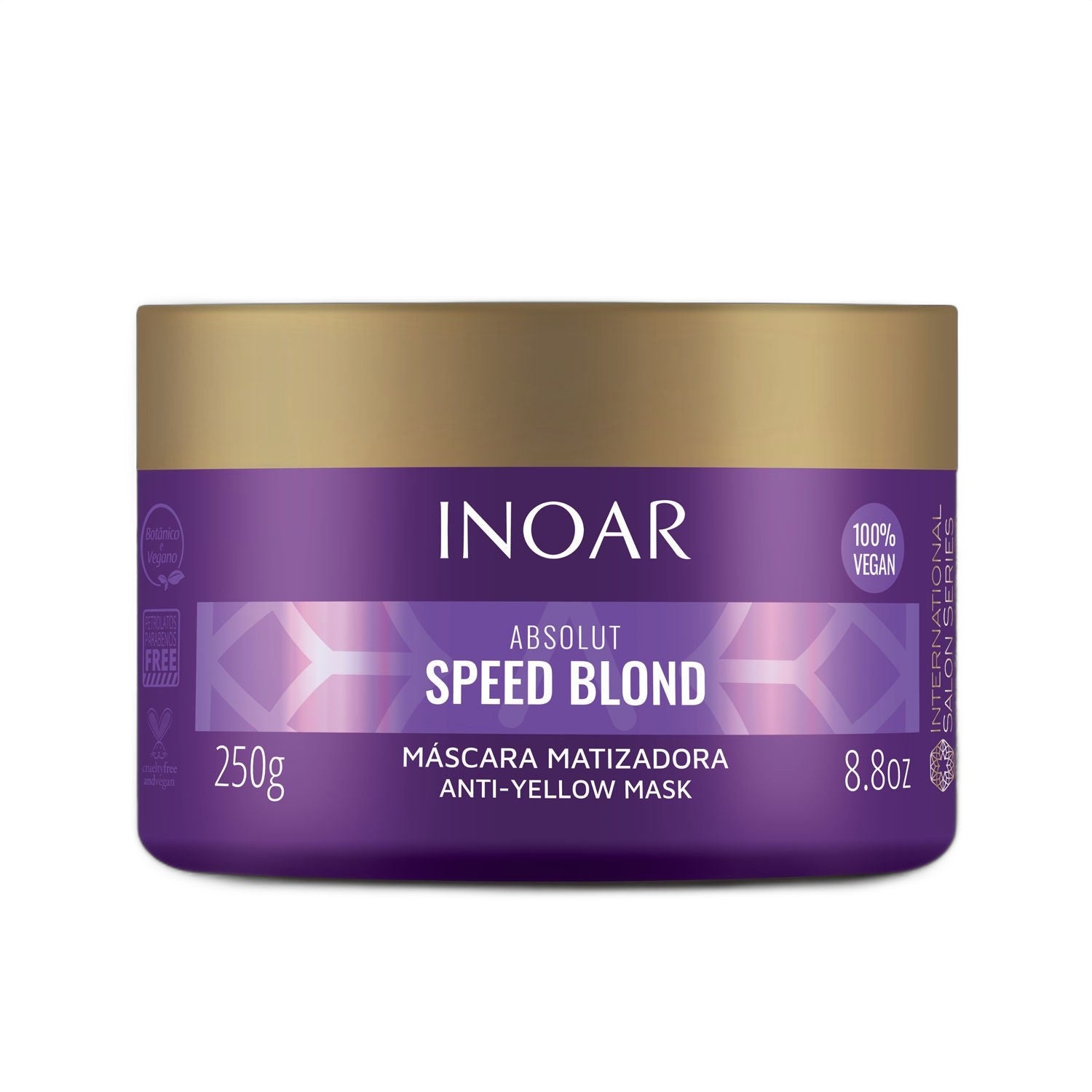 Inoar Absolut Speed Blond Mask Purple Hair Treatment 250g on white background