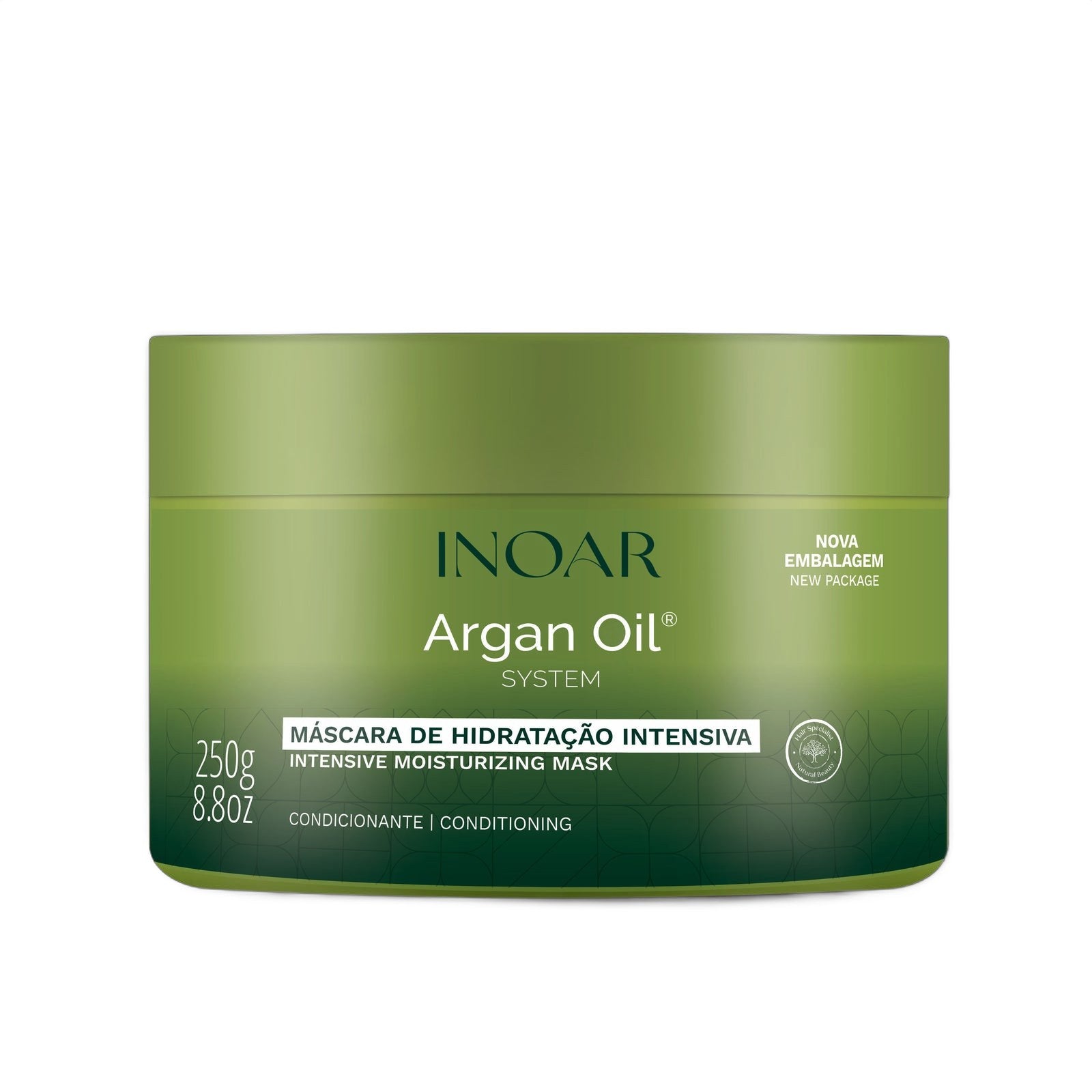 INOAR Argan Oil Intensive Hydrating Hair Mask 250g on white background