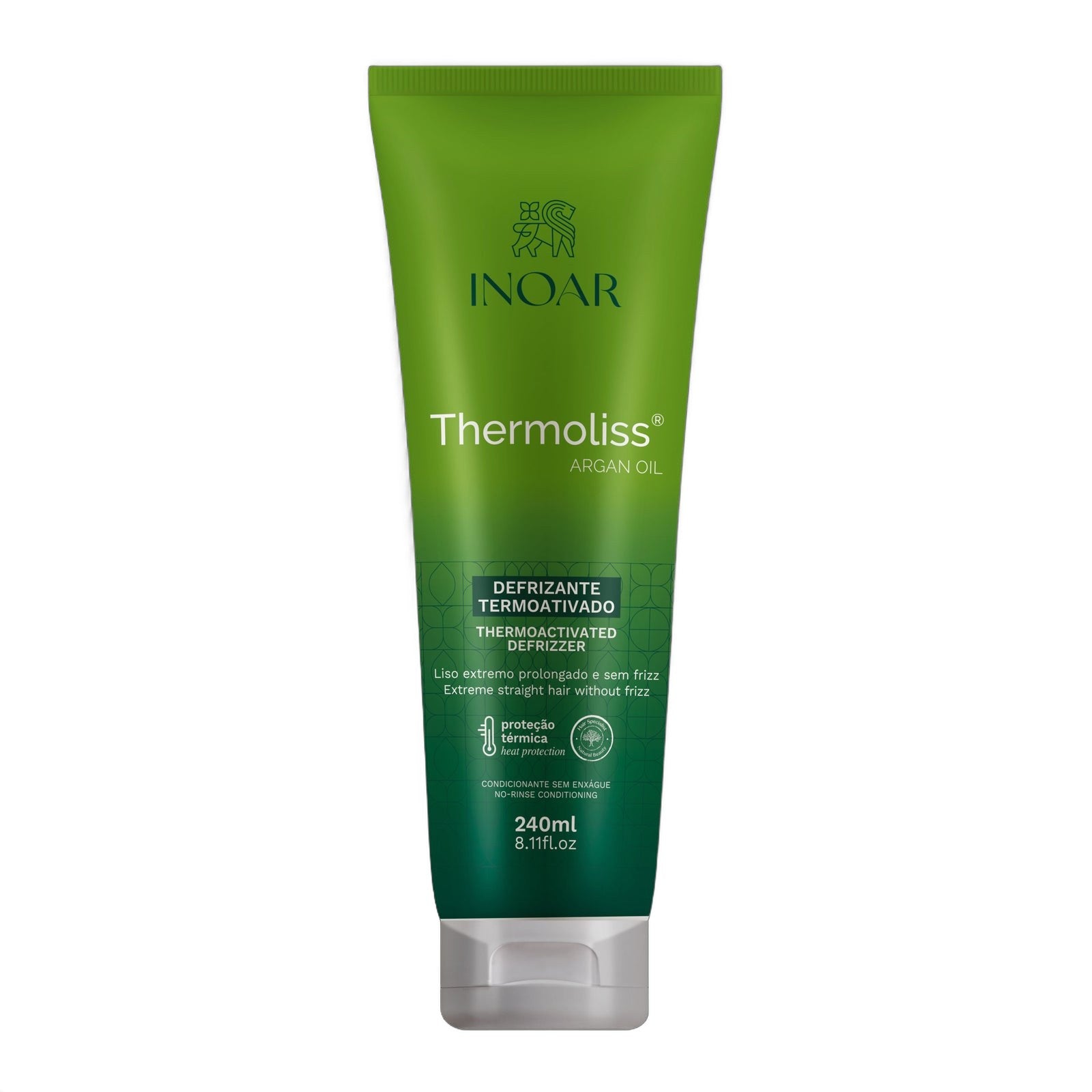 Inoar Argan Oil Thermoliss Thermoactivated Defrizzer 240ml on white background
