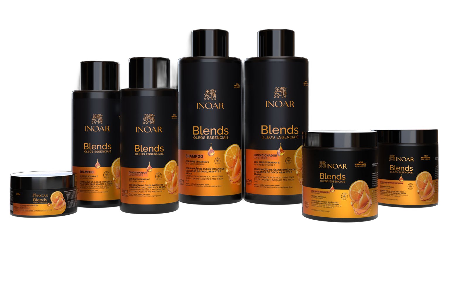 Inoar Blends Collection Antioxidant Hair Care Range Vegan on white background