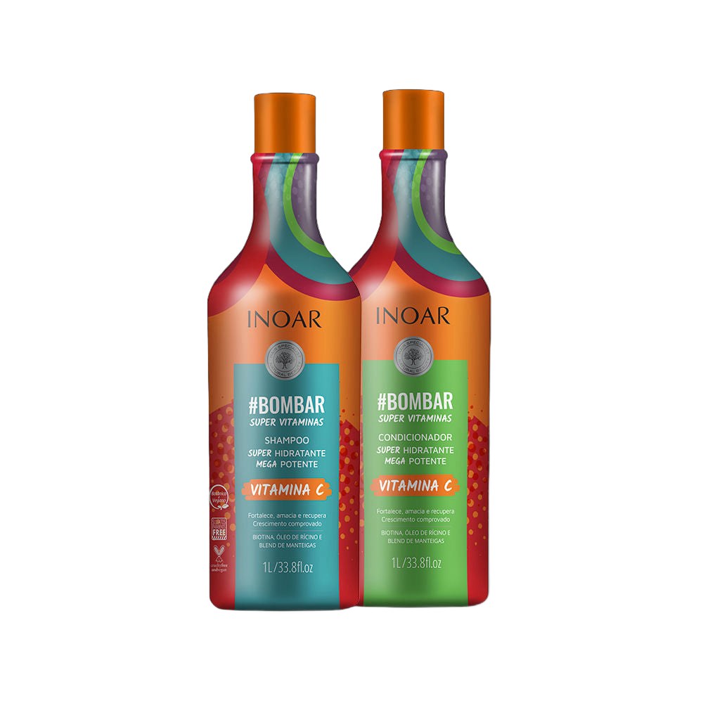 Inoar Bombar Super Vitaminas Hair Strengthening Line 1000 ml on white background