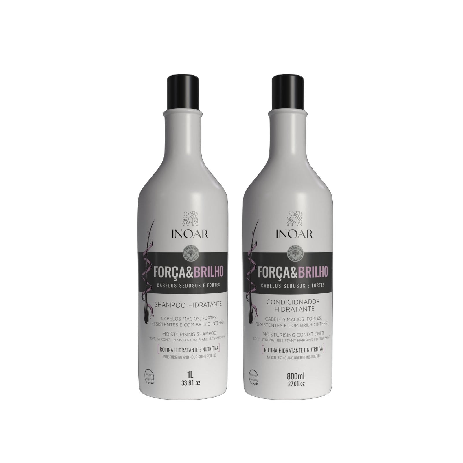 Inoar Forca & Brilho Shampoo and Conditioner Kit on white background