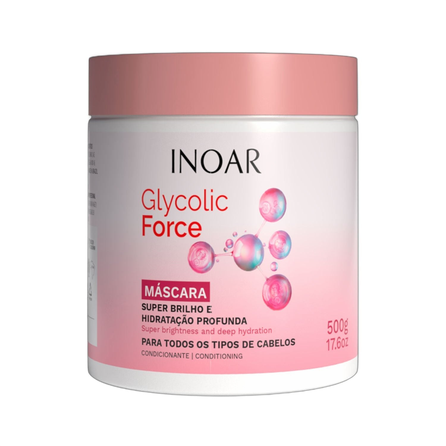 Inoar Glycolic Force Mask Intensive Hair Treatment 500g on white background