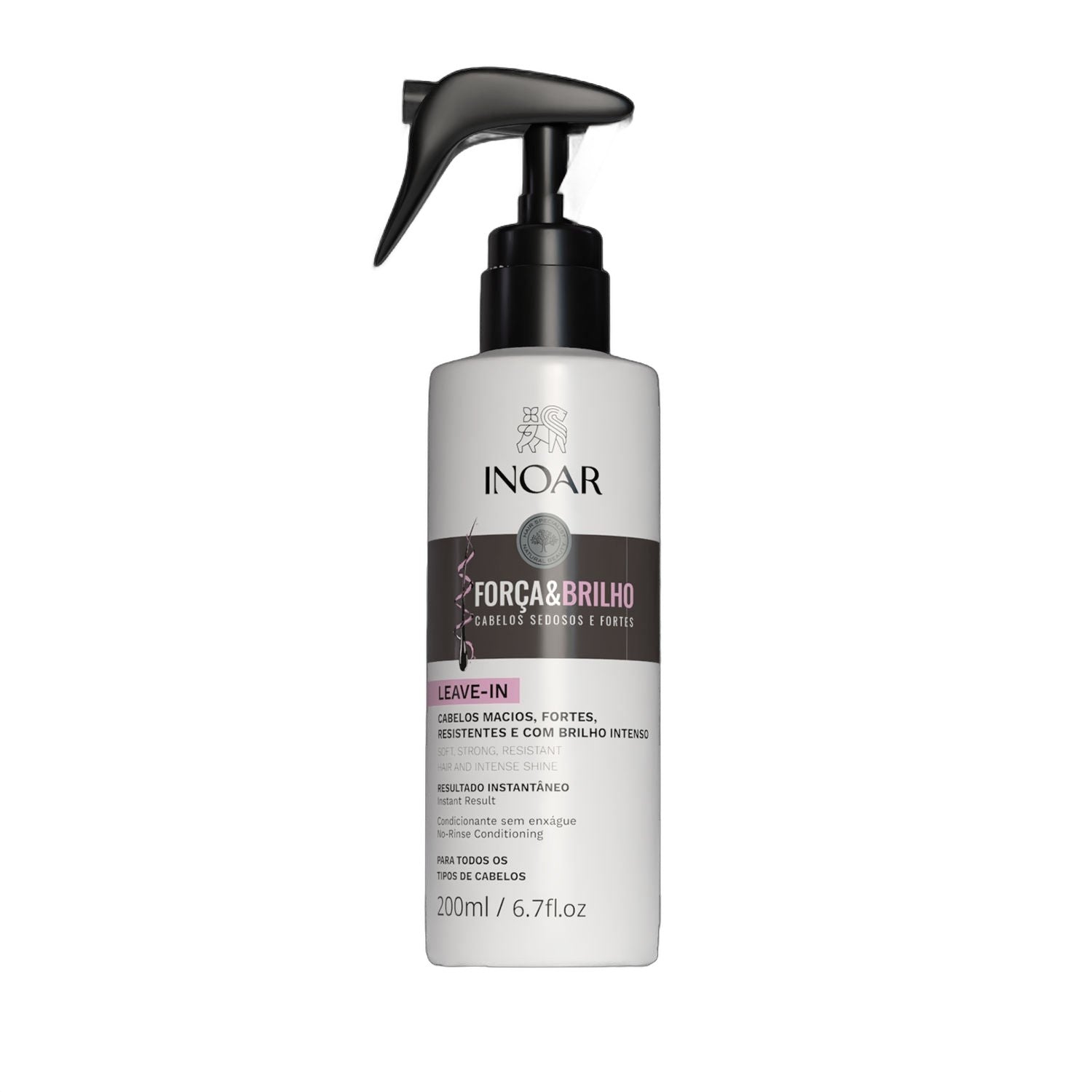 Inoar Strength & Shine Leave-In Treatment for Damaged Hair 6.7 fl oz on white background