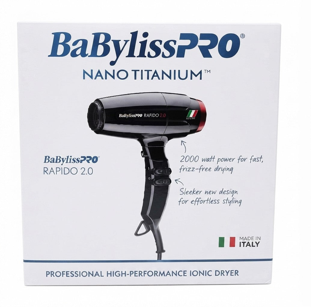 BaBylissPRO Rapido 2.0 High-Performance Ionic Dryer 2000W Black BRAP2