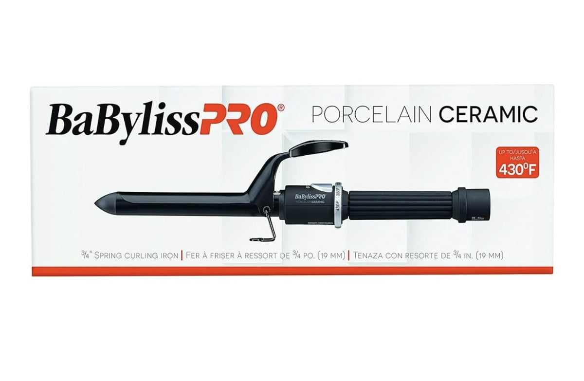 BaBylissPRO Porcelain Ceramic 3/4 inch Spring Curling Iron BP75SUC