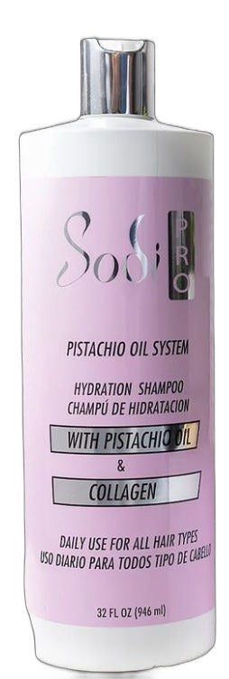 Sodipro Hydration Shampoo with Pistachio Oil and Collagen on white background